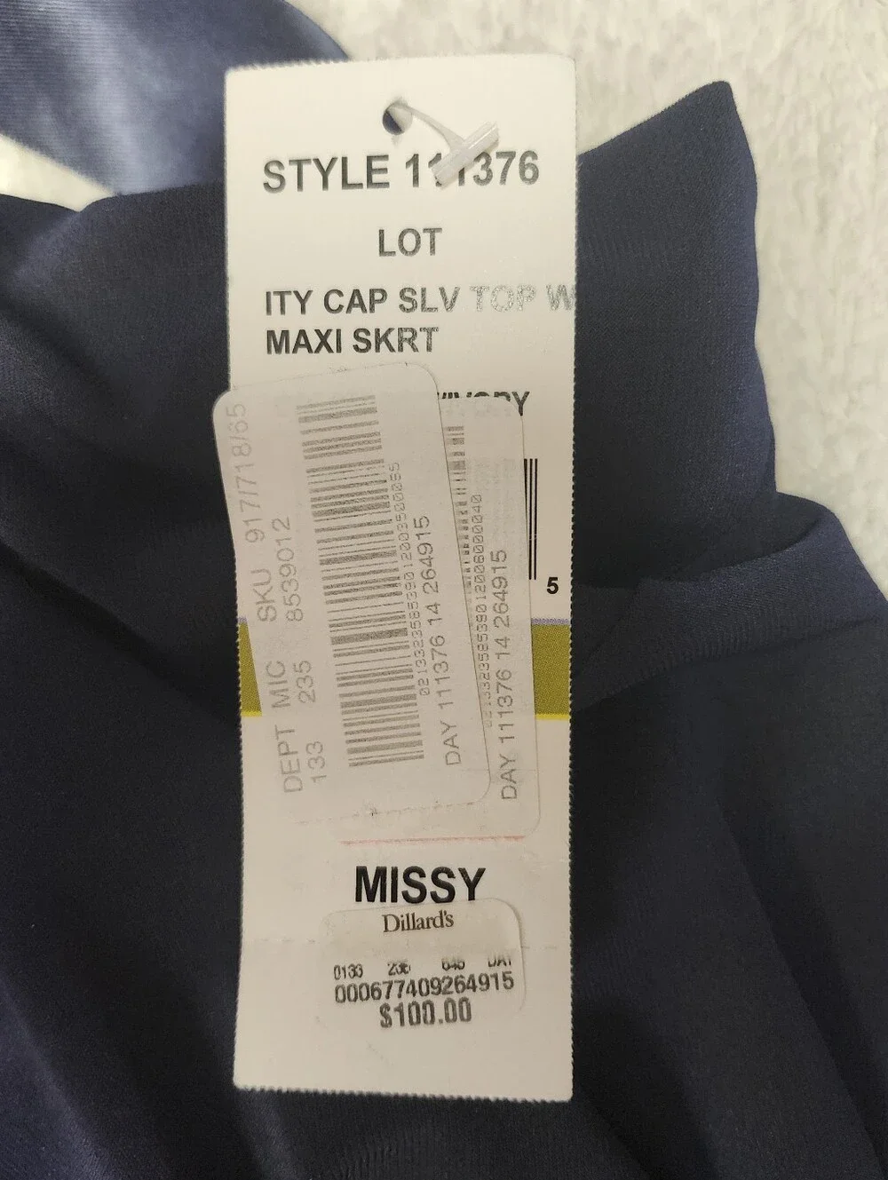 NWT S.L. Fashions Short Sleeve Maxi Dress Size 14 Blue & White Striped